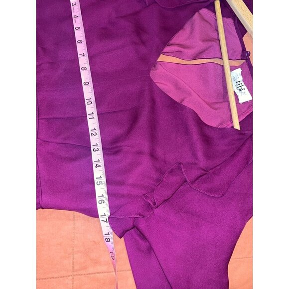 Tibi  SIK Purple Ruffle Sleeve V-Neck Mini  Dress Size 8 Womens Cocktail Party - Picture 5 of 8